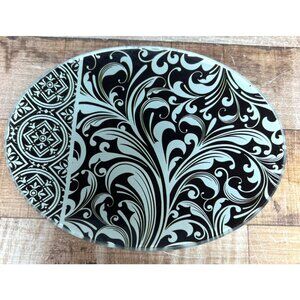 Black Florentine Glass Soap or Trinket Dish Oval